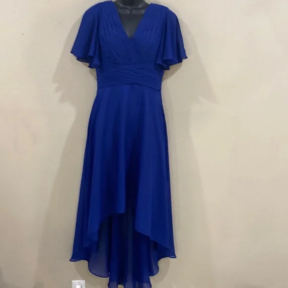 Loyeloy Dresses | High Low Short Flutter Sleeve Dress ,Sz 6 Blue, Wedding, Bridesmaids, Party New! | Color: Blue | Size: 6 | Pm-56714454's Closet
